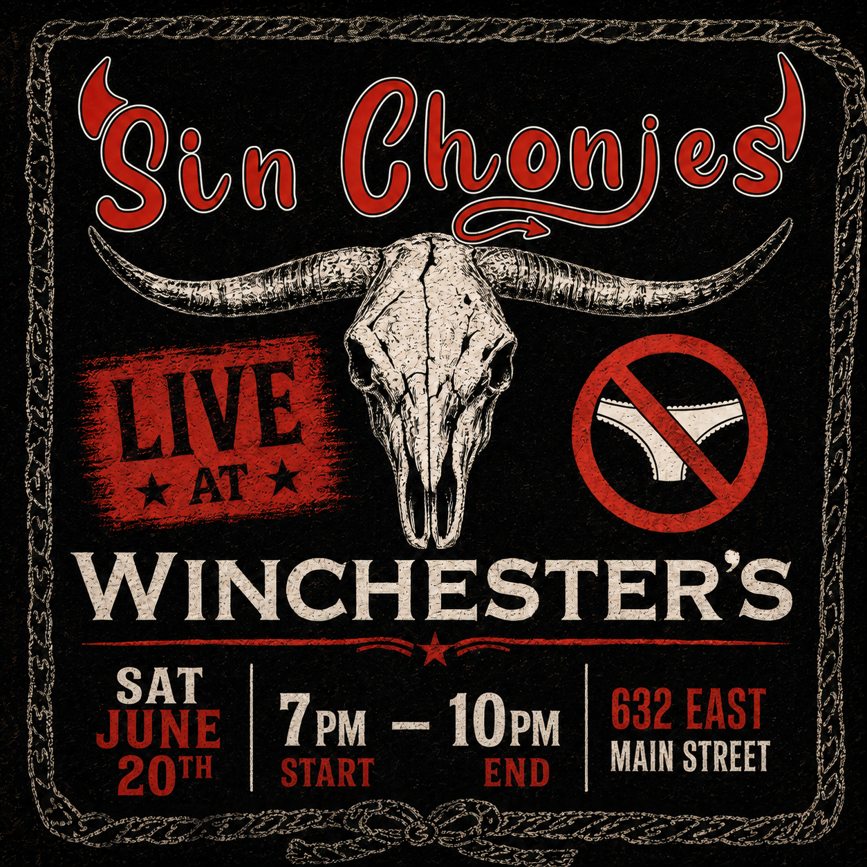 Sin Chonies live at Winchesters on June 20, 2026
